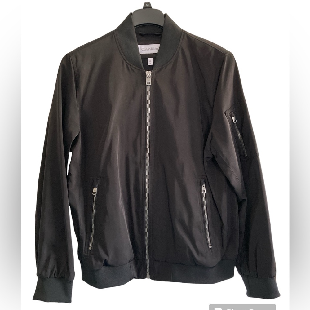 Calvin Klein Mens Bomber Jacket Full Zip Size Medium Color Black CM407904 blk